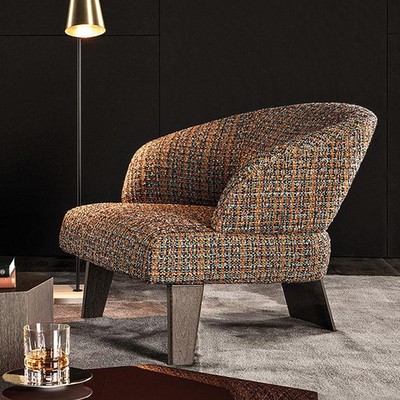 Кресло в стиле Minotti Reeves Large Armchair, темно коричневый лен