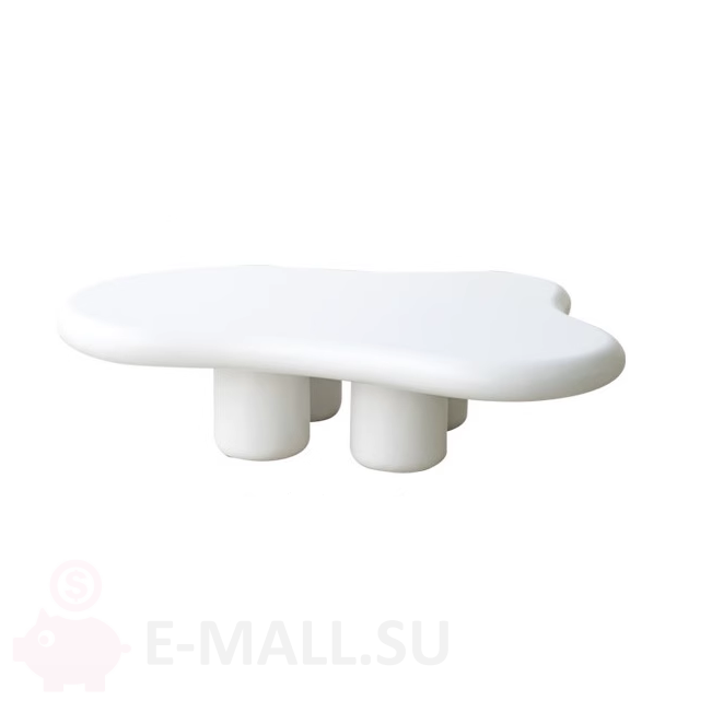 Столик кофейный изогнутой формы в виде облака Cloud Tea Table, маленький 100*69*30 см белый