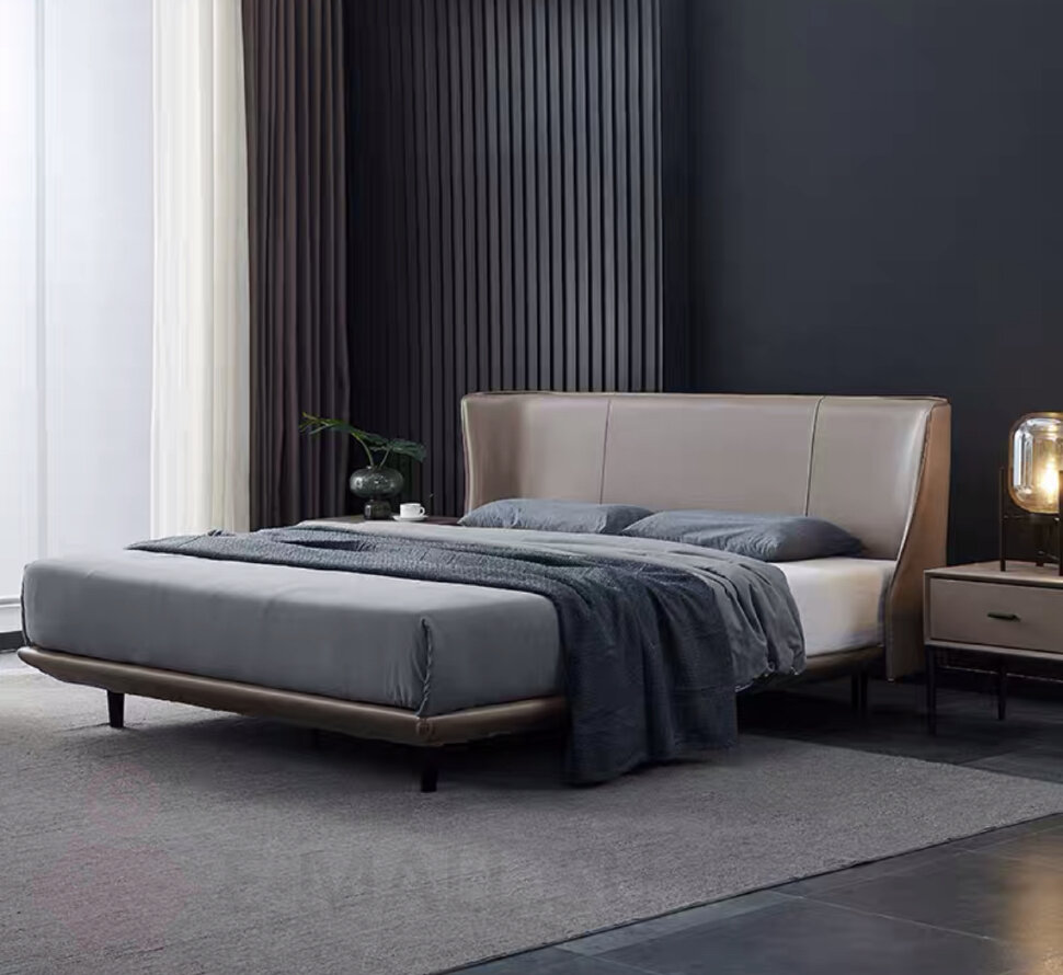 Кожаная кровать в современном стиле, Кровать 150*200см