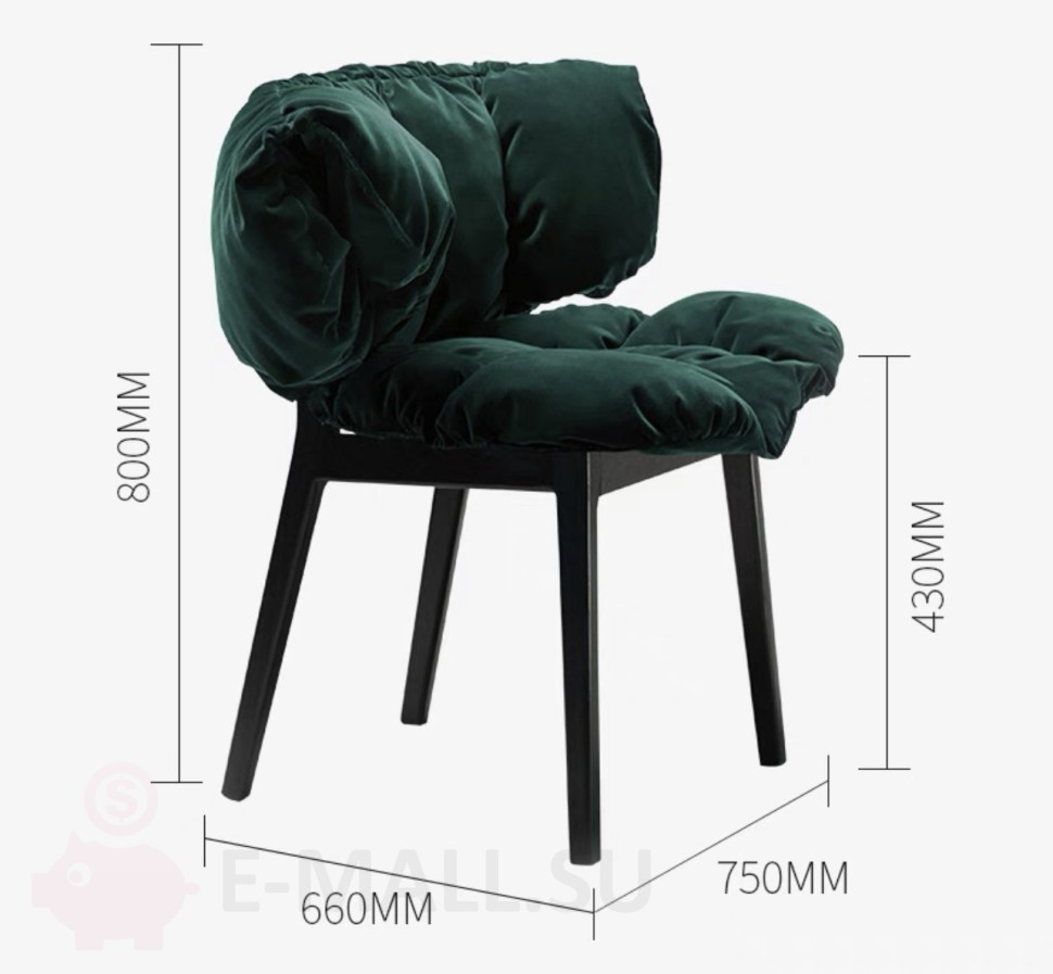 Мягкий интерьерный стул Caden, Зеленый 