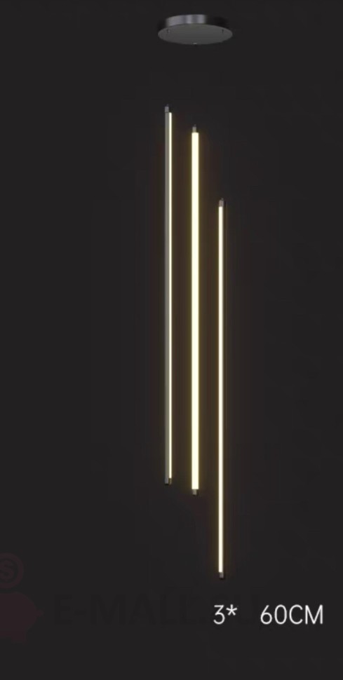 Подвесной светильник для высоких потолков Tubos, 3 лампочки / 60см