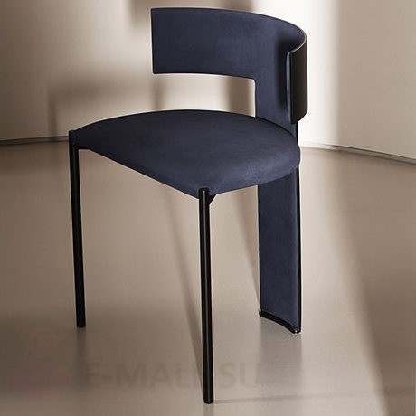 Стул обеденный в стиле ZEFIR chair by Baxter, синий + черный, широкая спинка