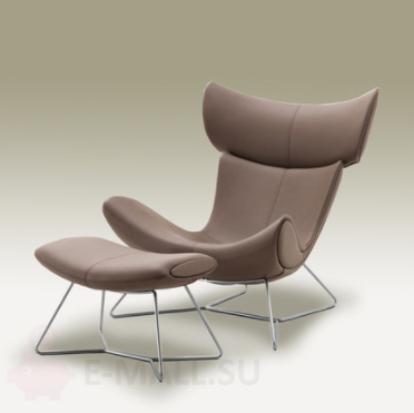Кресло в стиле BoConcept IMOLA, дизайн Henrik Pedersen, с оттоманкой, Кожзаменитель, велюр, лён