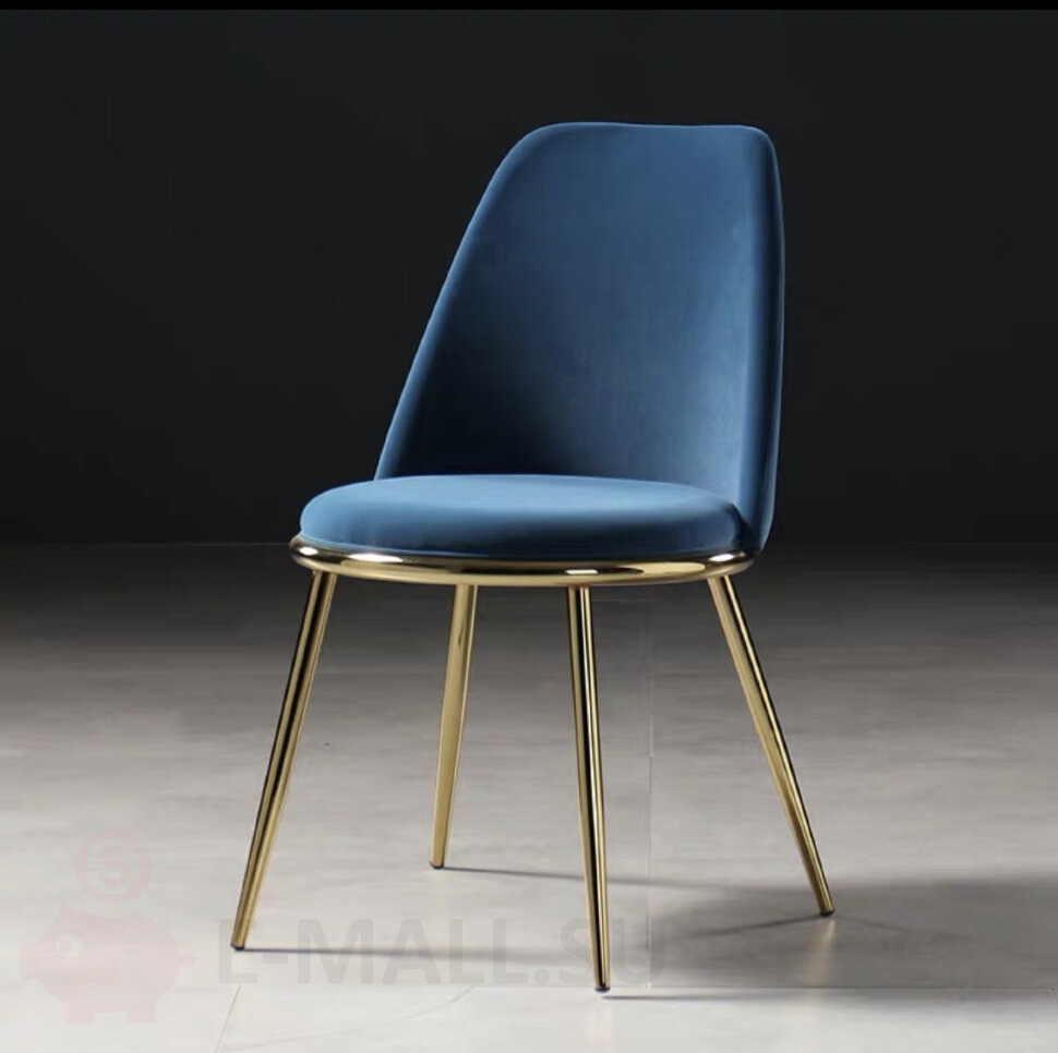 Элегантный стул из микроволокна на металлических ножках, синий