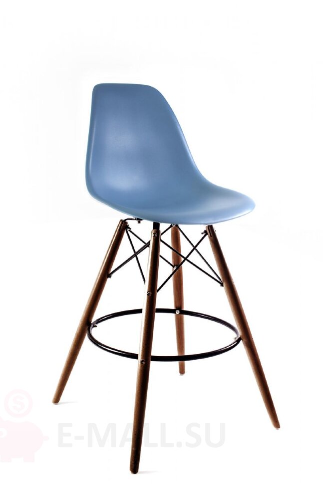 Пластиковые барные стулья DSW, дизайн Чарльза и Рэй Эймс Eames, ножки темные, синий