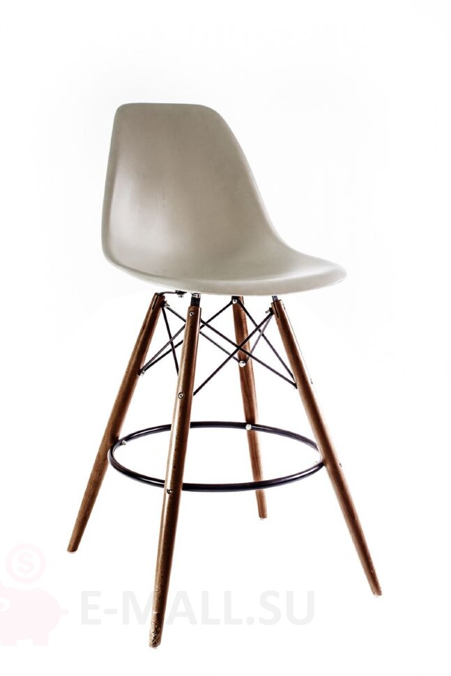 Пластиковые барные стулья DSW, дизайн Чарльза и Рэй Эймс Eames, ножки темные, бежевый