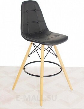 Пластиковые барные стулья DSW PVC, дизайн Чарльза и Рэй Эймс Eames, ножки светлые, черный