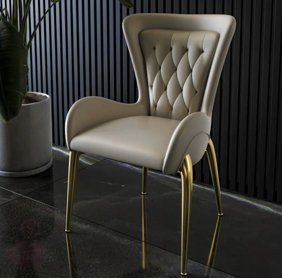 Итальянский стул для столовой из натуральной кожи и нержавеющей стали