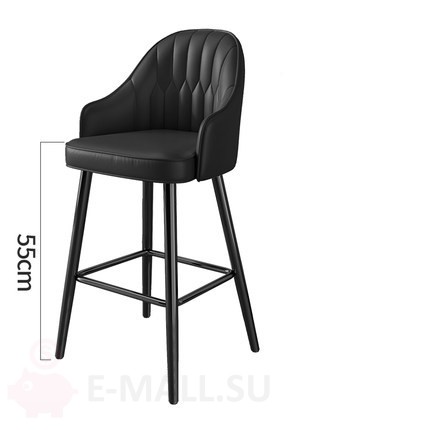 Барный стул мягкий 55 см на ножках с металлическими наконечниками в итальянском стиле, 55 см черный