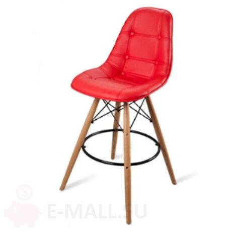 Пластиковые барные стулья DSW PVC, дизайн Чарльза и Рэй Эймс Eames, ножки темные, красный