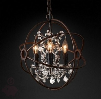 Подвесная люстра в стиле Gyro Crystal Chandelier by Timothy прозрачные кристаллы, 3 лампы 40*40 см
