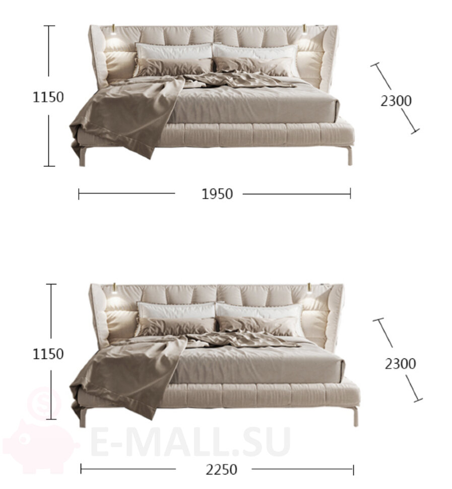 Кровать в стиле B&B Italia Husk с мягким изголовьем 1800*2000