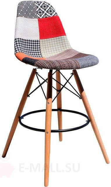 Пластиковые барные стулья DSW PATCHWORK, дизайн Чарльза и Рэй Эймс Eames, ножки светлые, Цвет Рис. 2 ткань