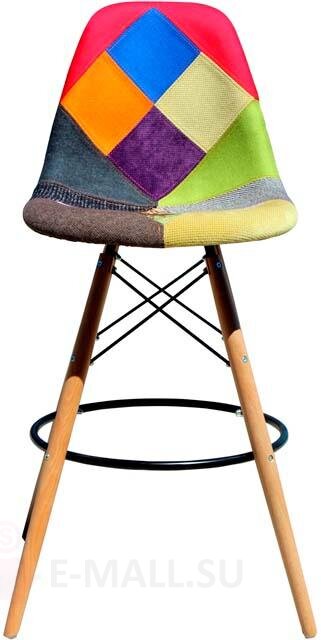 Пластиковые барные стулья DSW PATCHWORK, дизайн Чарльза и Рэй Эймс Eames, ножки светлые, Цвет Рис. 1 ткань
