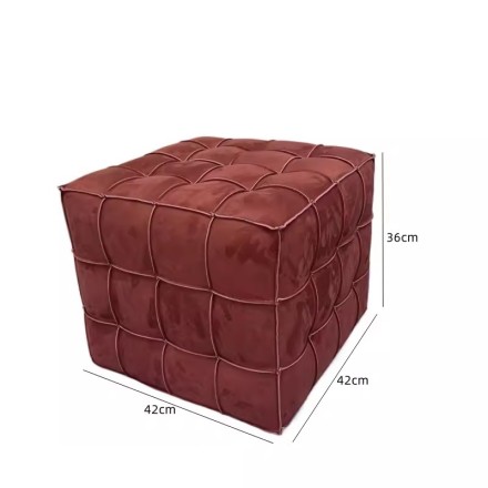 Cube Пуф из кожи и дерева в минималистичном стиле
