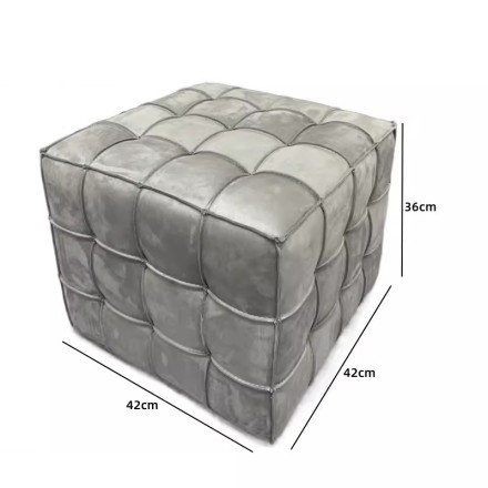 Cube Пуф из кожи и дерева в минималистичном стиле