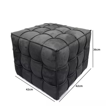 Cube Пуф из кожи и дерева в минималистичном стиле