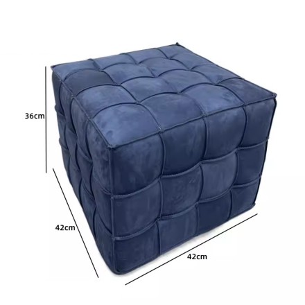 Cube Пуф из кожи и дерева в минималистичном стиле