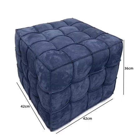 Cube Пуф из кожи и дерева в минималистичном стиле