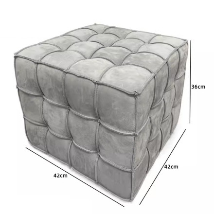 Cube Пуф из кожи и дерева в минималистичном стиле