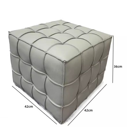 Cube Пуф из кожи и дерева в минималистичном стиле
