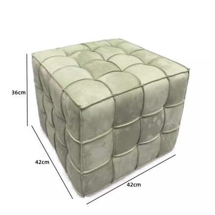 Cube Пуф из кожи и дерева в минималистичном стиле