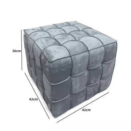 Cube Пуф из кожи и дерева в минималистичном стиле