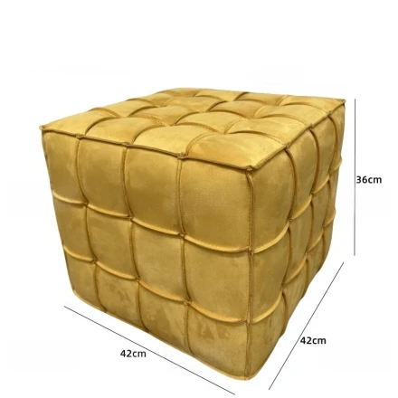 Cube Пуф из кожи и дерева в минималистичном стиле