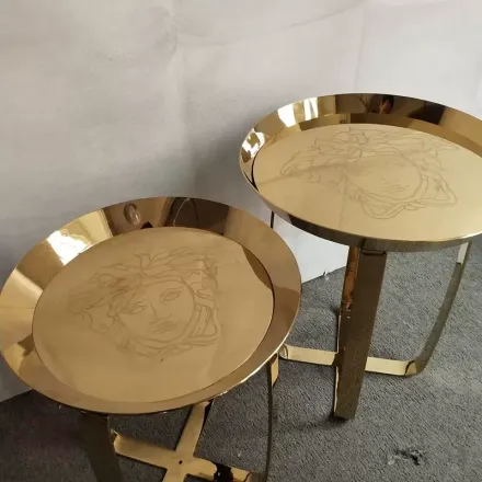 Современный круглый кофейный столик из нержавеющей стали, изысканный стиль Versa