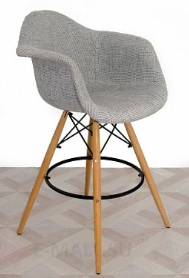 Пластиковые барные стулья DAW PATCHWORK GRAY, дизайн Чарльза и Рэй Эймс Eames, ножки темные