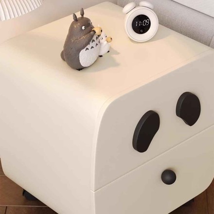 Дизайнерская прикроватная кожаная тумбочка на колесиках Minimalist Panda