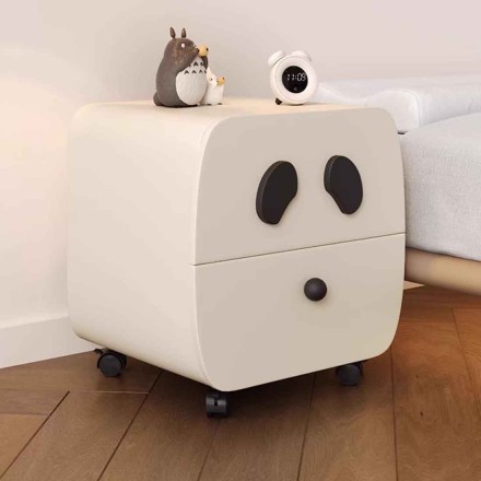 Дизайнерская прикроватная кожаная тумбочка на колесиках Minimalist Panda