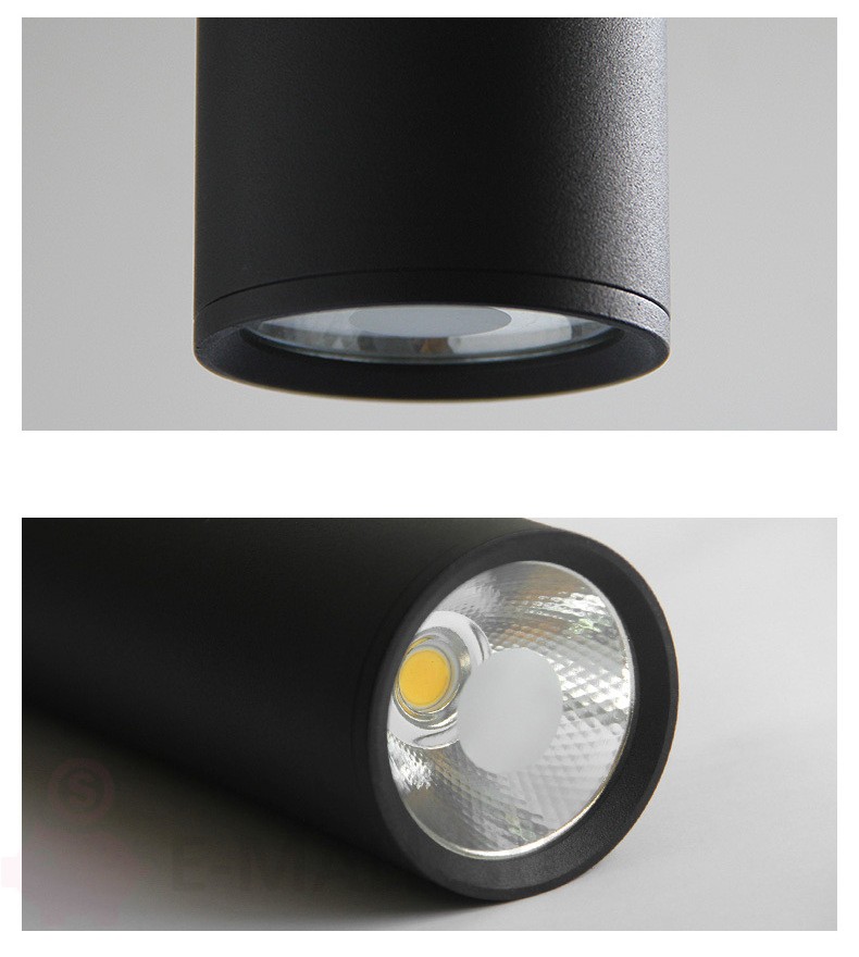 Светодиодные потолочные светильники в виде цилиндра разной длины черные