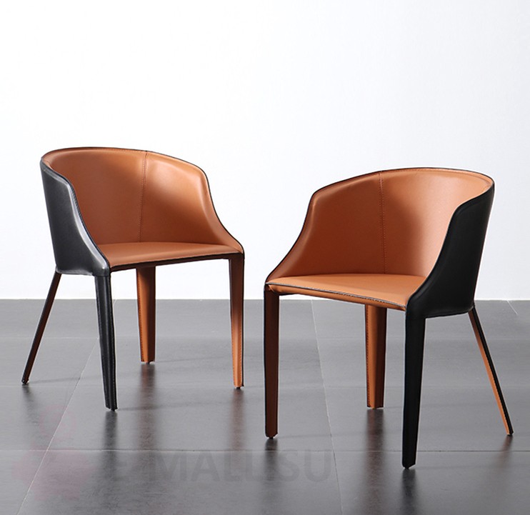Стул обитый кожей в стиле Pallas Arm Chair by Eurostyle 2