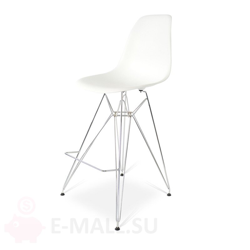 Пластиковые барные стулья DSR, дизайн Чарльза и Рэй Эймс Eames, ножки хром, белый