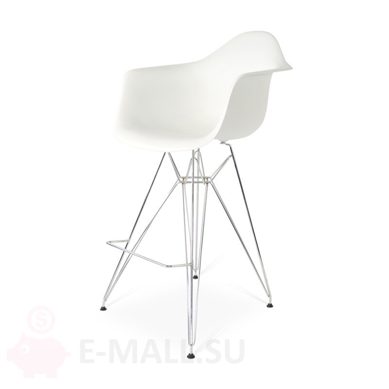 Пластиковые барные стулья DAR, дизайн Чарльза и Рэй Эймс Eames, ножки хром, белый