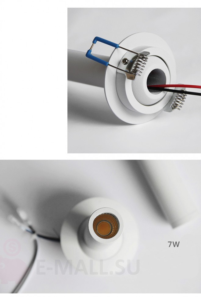 Светодиодные встраиваемые поворотные светильники в виде цилиндра разной длины белые