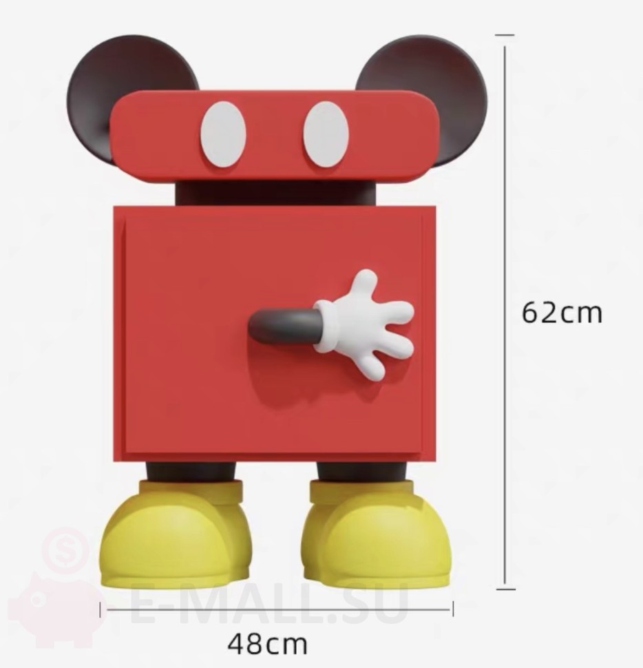Детская тумбочка Mickey, красный, с дверцей