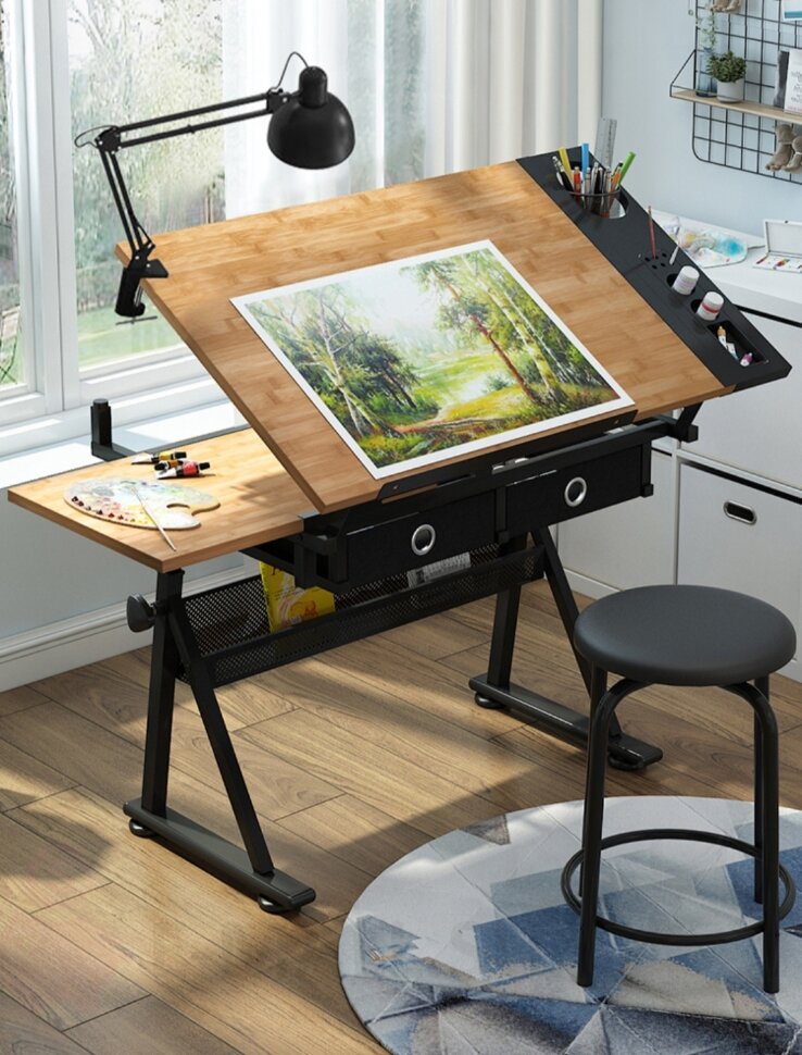 Наклонный стол с подъемным механизмом для рисования, без табурета