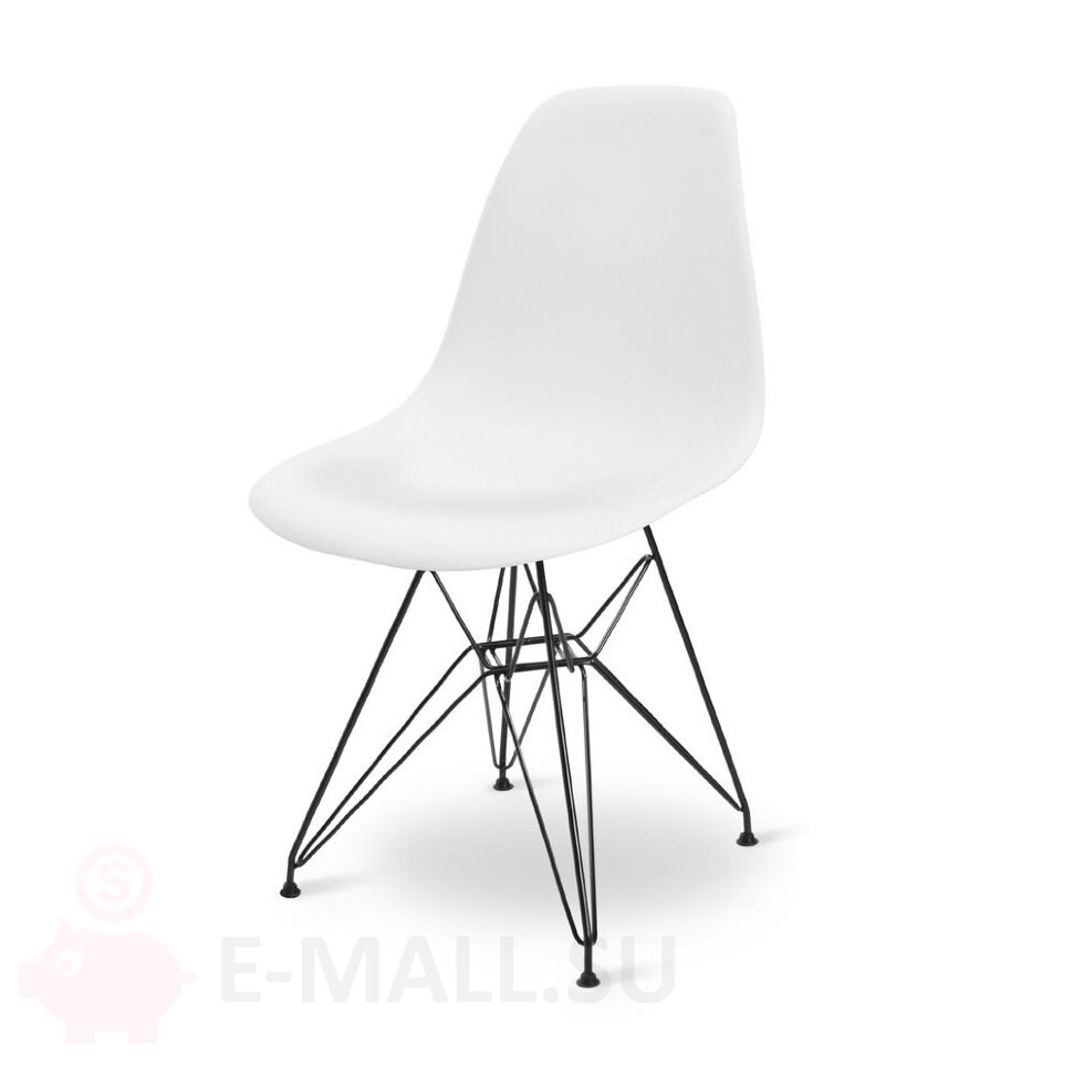 Пластиковые стулья DSR, дизайн Чарльза и Рэй Эймс Eames, ножки черные, белый