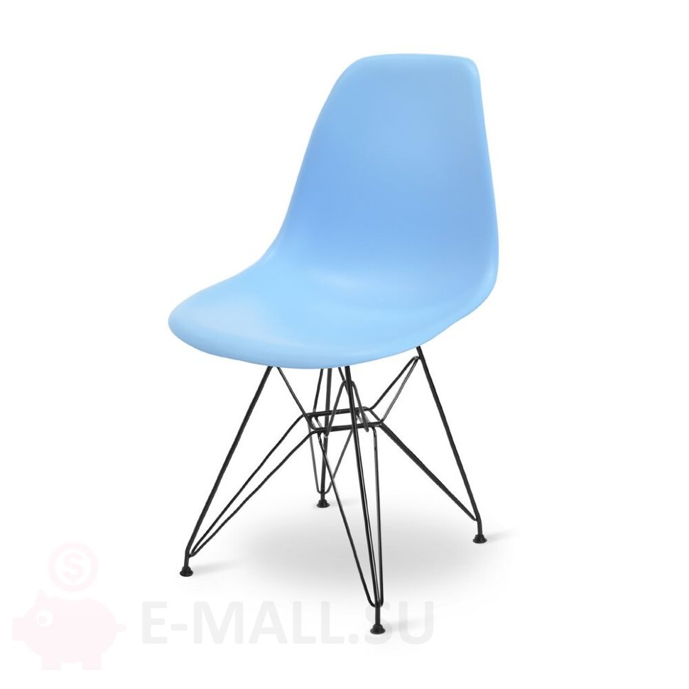 Пластиковые стулья DSR, дизайн Чарльза и Рэй Эймс Eames, ножки черные, голубой