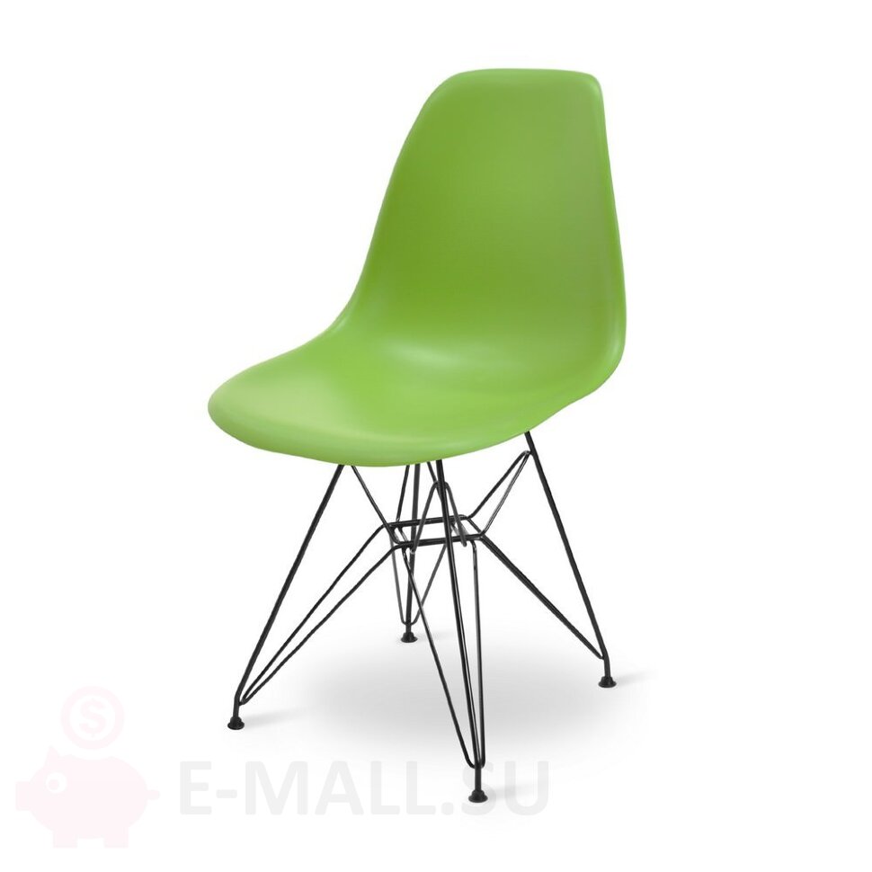 Пластиковые стулья DSR, дизайн Чарльза и Рэй Эймс Eames, ножки черные, зеленый