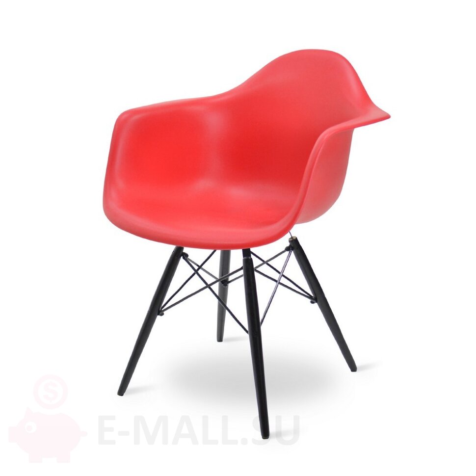 Пластиковые стулья DAW, дизайн Чарльза и Рэй Эймс Eames, ножки черные дерево, красный