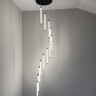 Длинная подвесная люстра для лестницы, черный металл