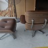 Офисные кресла Эймс Lounge Chair Eames, кожа, шпон орех, ножки темные