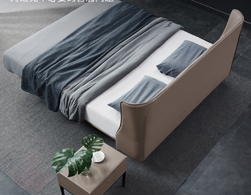 Кожаная кровать в современном стиле