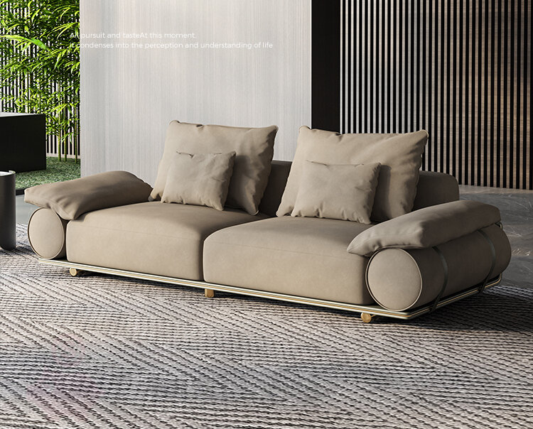 Современный кожаный диван с цилиндрическими подлокотниками, Трехместный 265*105*85 см матовая экокожа, цвет пишите в комментарий