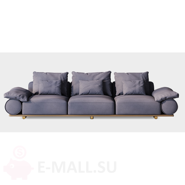 Современный кожаный диван с цилиндрическими подлокотниками