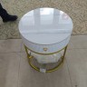 Прикроватная тумбочка круглая с выдвижным ящиком и столешницей из имитации мрамора