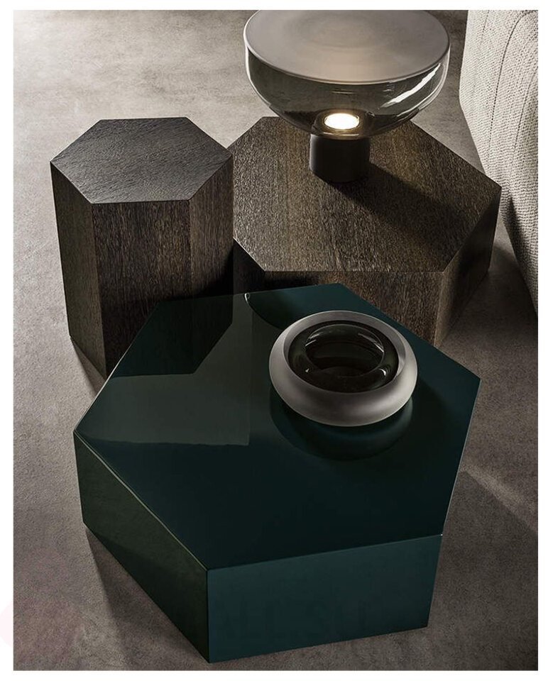 Столик кофейный шестигранный в стиле Minotti AERON из нержавеющей стали